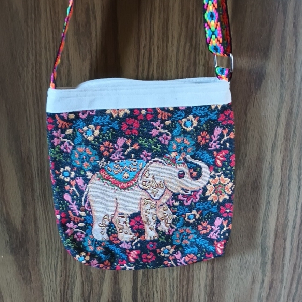 Colorful Elephant Tapestry Crossbody Bag